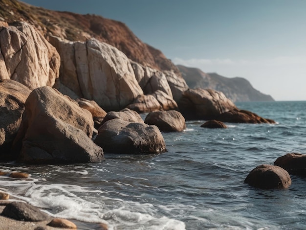 Photo a beautiful ocean view with a rocky shoreline