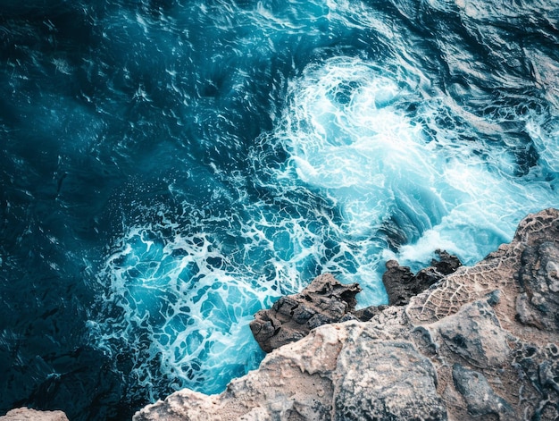 Beautiful ocean water top view high resolution photography stock photo The ocean water is clear