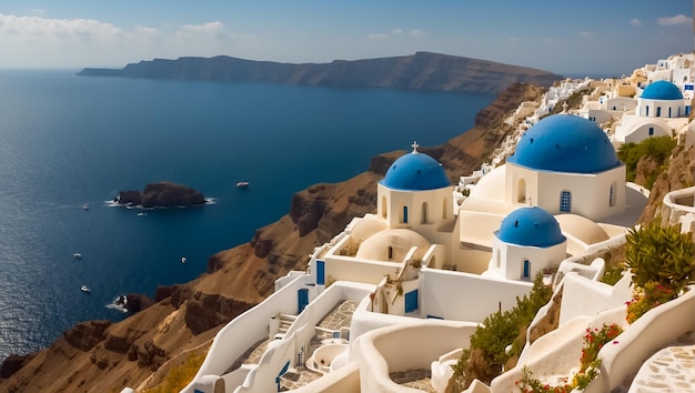 Beautiful Oia town in Greece background