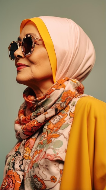 Beautiful Old Arab woman wearing glasses