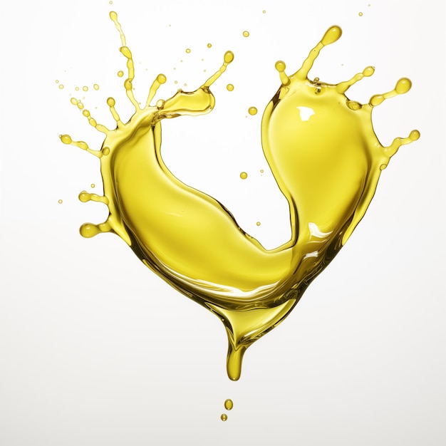 Beautiful olive cooking oil yellow liquid splash isolated on white background