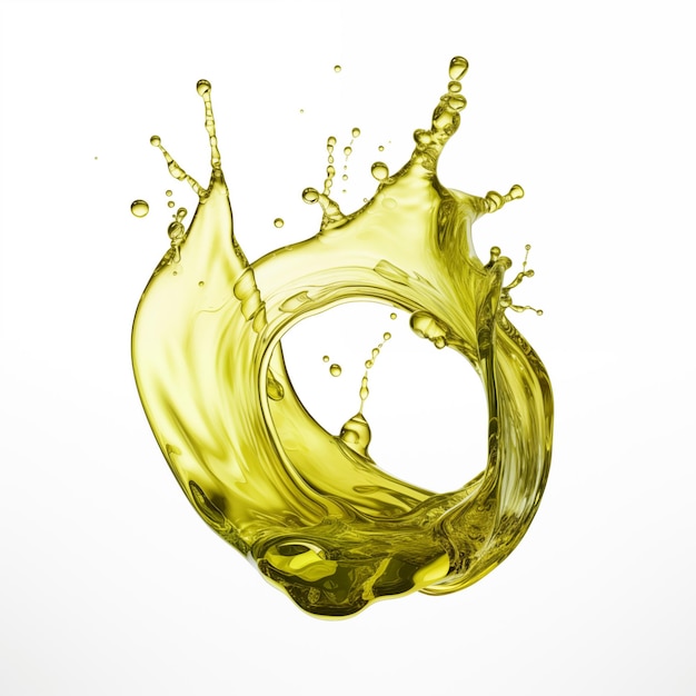 Beautiful olive cooking oil yellow liquid splash isolated on white background