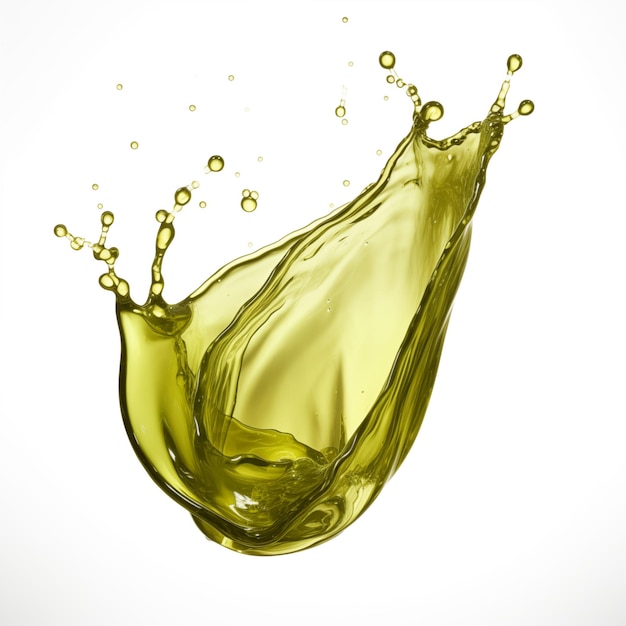 Beautiful olive cooking oil yellow liquid splash isolated on white background