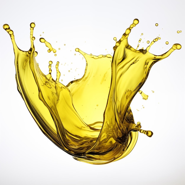 Beautiful olive cooking oil yellow liquid splash isolated on white background