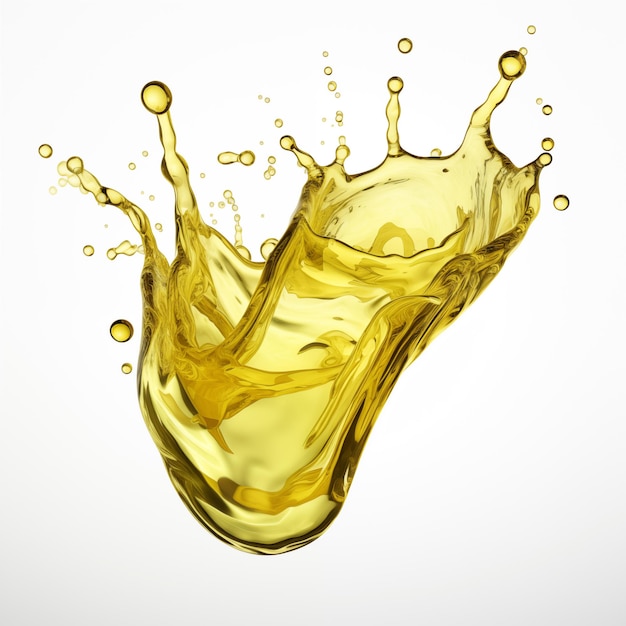 Beautiful olive cooking oil yellow liquid splash isolated on white background