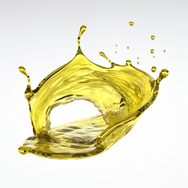 Beautiful olive cooking oil yellow liquid splash isolated on white background