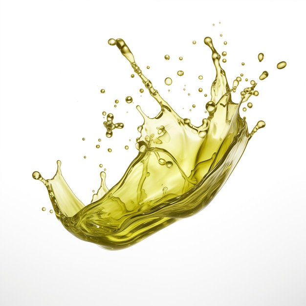 Beautiful olive cooking oil yellow liquid splash isolated on white background