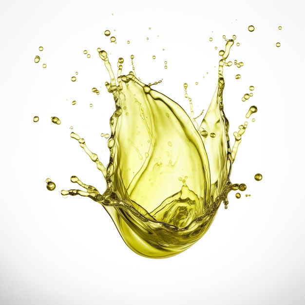 Beautiful olive cooking oil yellow liquid splash isolated on white background