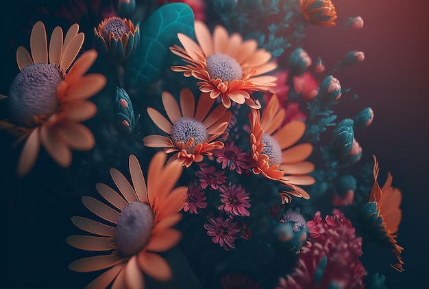 Beautiful orange flowers echinacea closeup low saturation