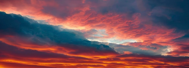 Beautiful orange sky and clouds at sunset