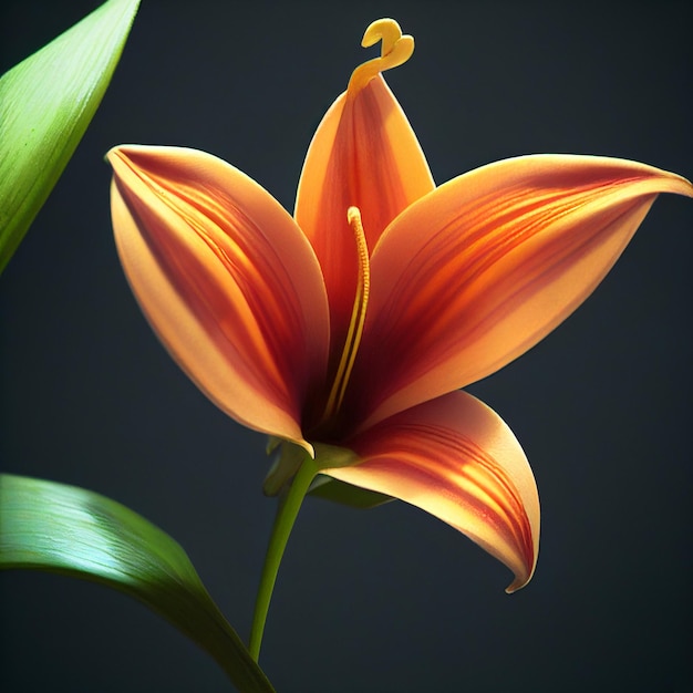 Beautiful Orange Tango Lily flower on grunge wall background