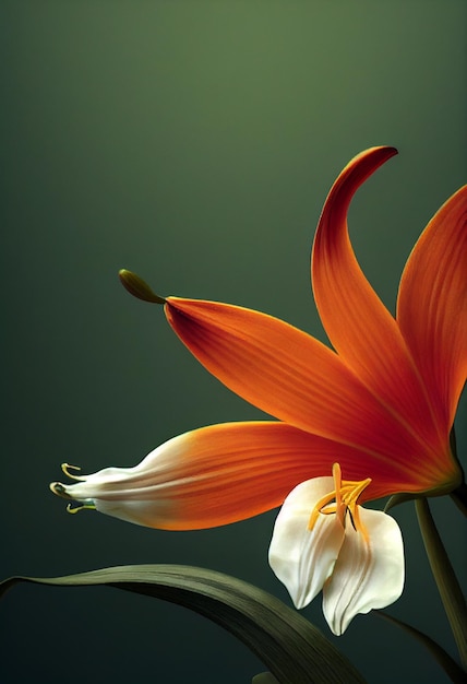 Beautiful Orange Tango Lily flower on grunge wall background