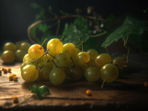 Beautiful organic background of freshly picked grapes created with Generative AI technology