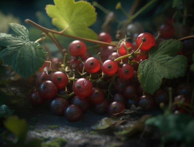 Beautiful organic background of freshly picked viburnum created with Generative AI technology