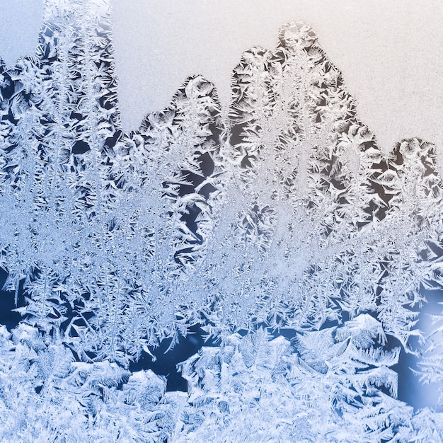 Beautiful ornament on the frosted winter window