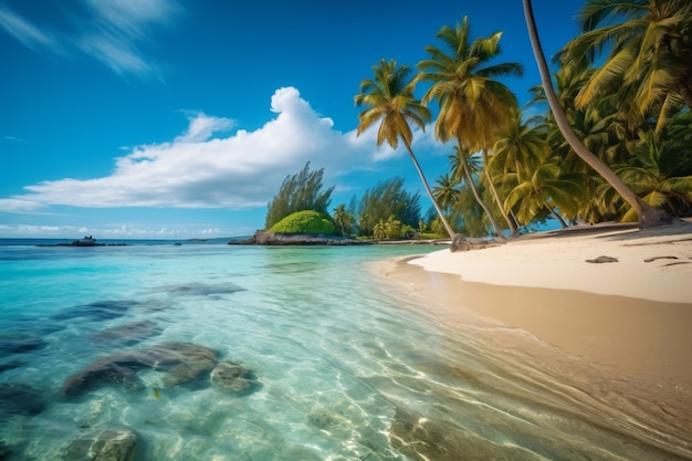 Beautiful outdoor tropical beach and sea in paradise island photography