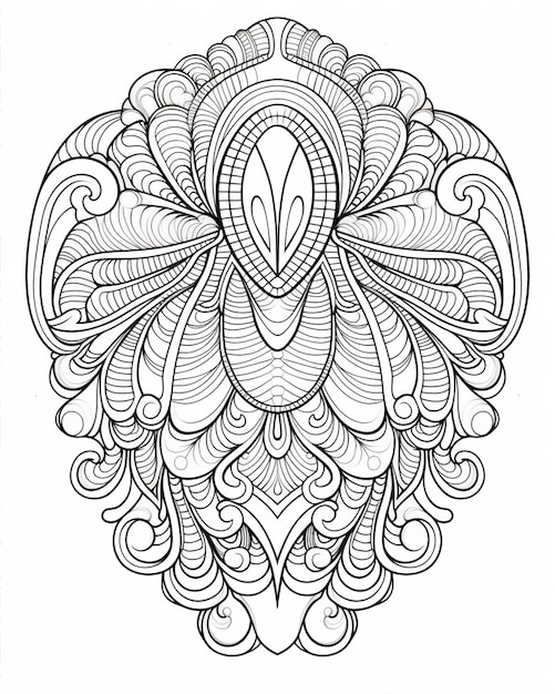 Photo beautiful oval mandala coloring page