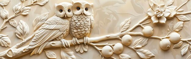 Beautiful owl 3d relief wallpaper Mural wallpaper Wall art AI generated illustration