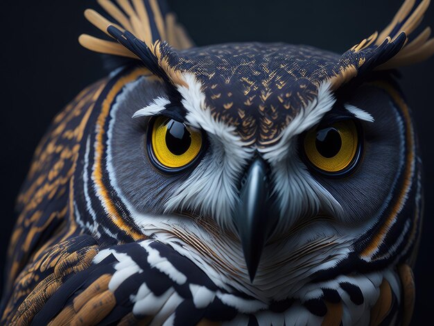 Beautiful owls face captured in high resolute ai generative