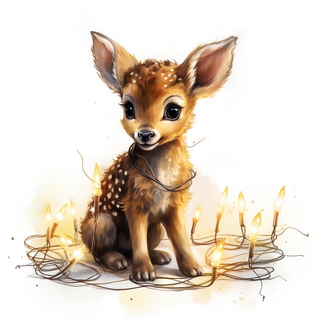 Beautiful painting of a deer's baby