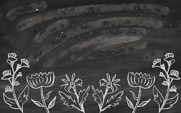 A beautiful painting of flowers on a black background with a white outline