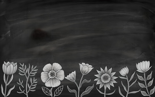 Photo a beautiful painting of flowers on a black background with a white outline