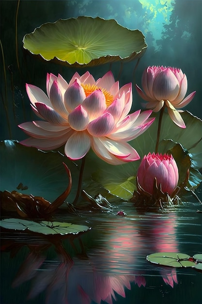 A beautiful painting of a lotus flower.