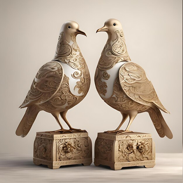 Photo beautiful pair of elegant and unique fictional bird craft