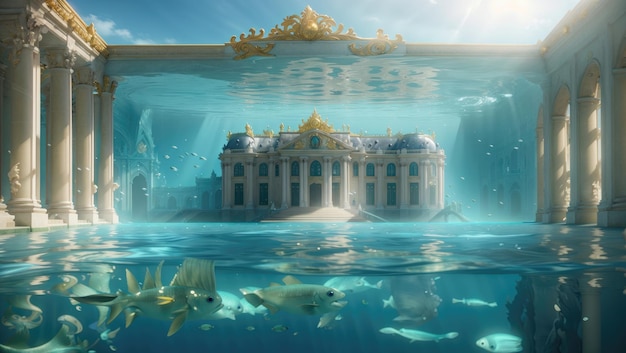 Beautiful palace under water