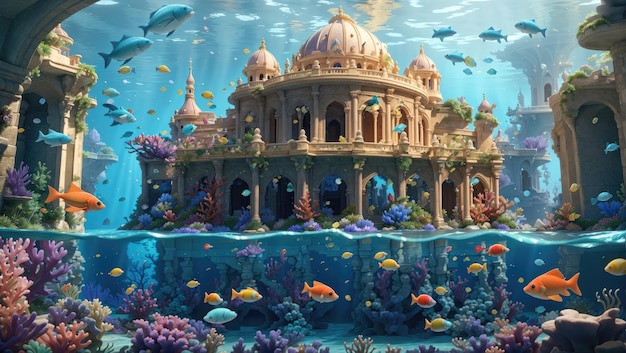 Beautiful palace under water