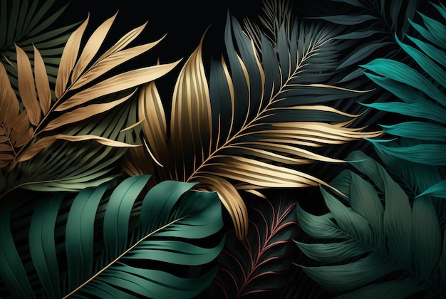 Beautiful palm leaves background generative AI