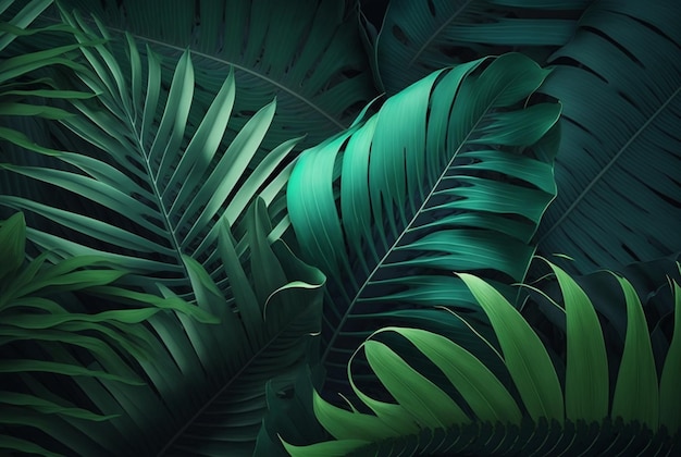 Beautiful palm leaves background generative AI