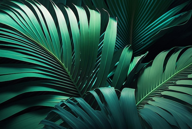 Beautiful palm leaves background generative AI