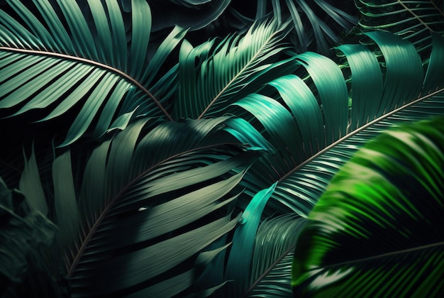 Beautiful palm leaves background generative AI