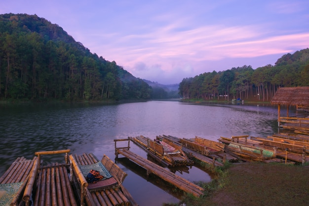 Beautiful Pang Ung reservoir in the morning, Mae Hong Son, Thailand