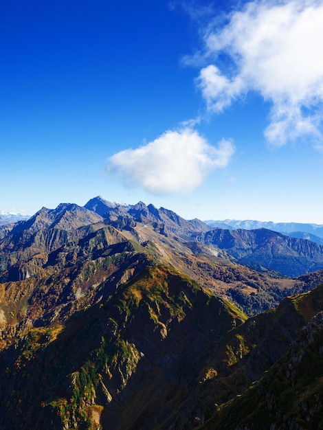 Beautiful panorama of mountains freedom and beauty of nature autumn view of the caucasus mountains i...