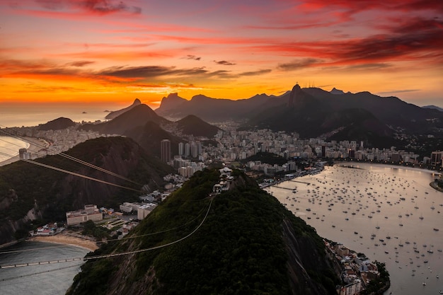 Beautiful panorama of Rio de Janeiro at twilight Brazil Corcovado