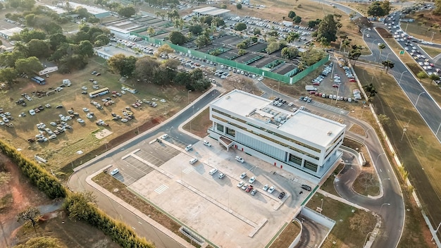 A beautiful panoramic and aerial drone view of Brasilia capital of Brazil