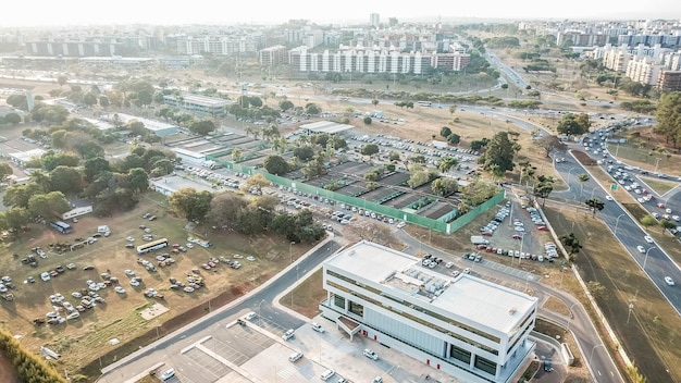 A beautiful panoramic and aerial drone view of Brasilia capital of Brazil