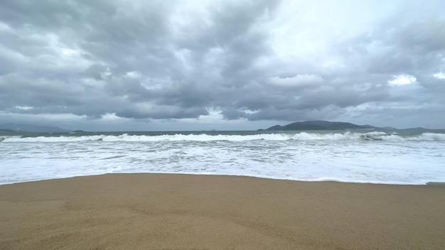 Beautiful panoramic sea view ocean landscape with cloudy storm sky