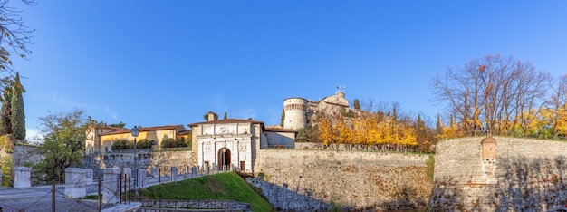 Beautiful panoramic view of the historic castle of Brescia (autumn season)