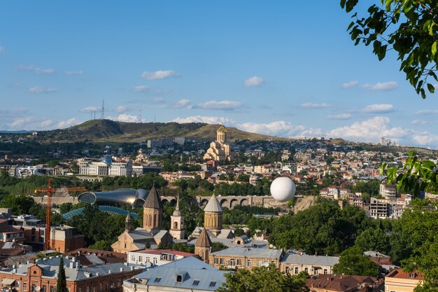 Beautiful panoramic view of tbilisi city georgia europe old town sololaki district