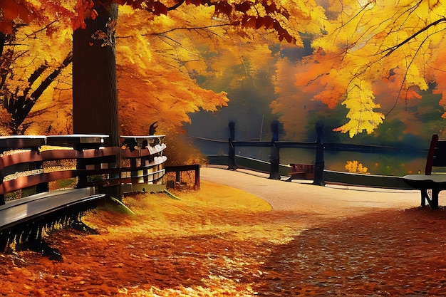 Beautiful park in autumn