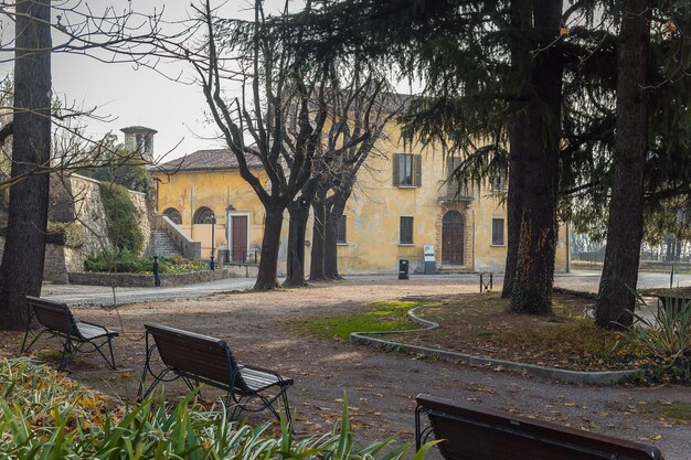 Beautiful park in the castle of the city of Brescia