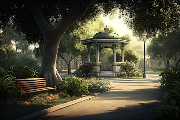 Beautiful park in summer AI Generated