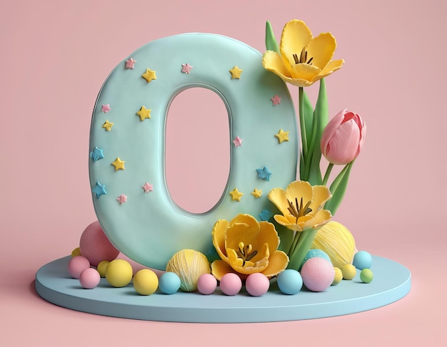 Beautiful Pastel Alphabet Cake with Tulips and Stars