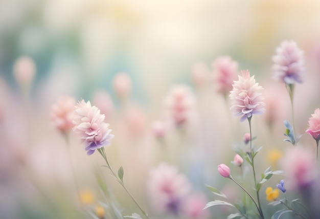 Beautiful pastel floral border beautiful blurred background shallow depth of field