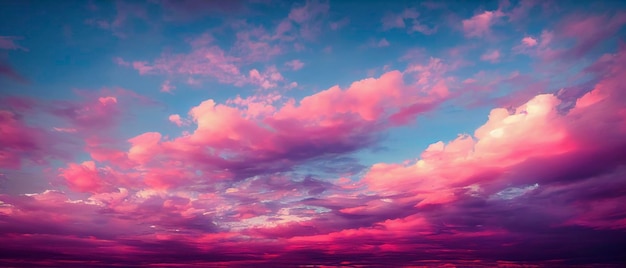 Beautiful pastel pink and purple skies and clouds at night as the sun sets