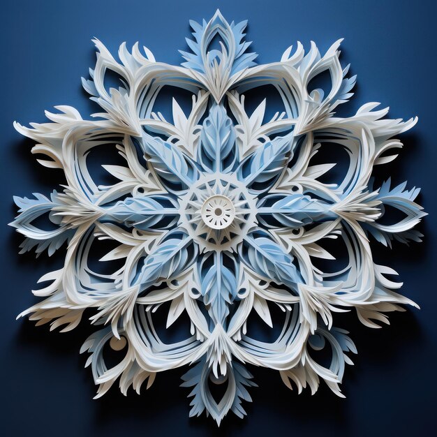 Photo beautiful patterned volumetric paper snowflake