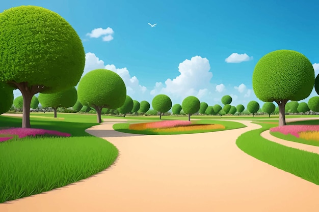 Beautiful and Peaceful Nature Scenery Illustration Landscape Countryside Tranquil Serene Vibrant